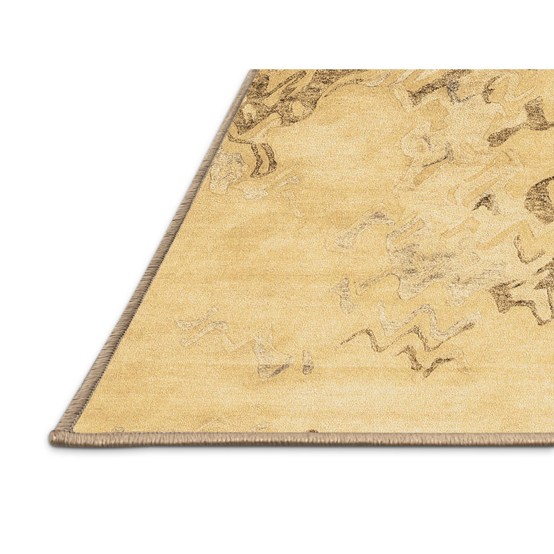Tapis brun contemporain lavable à la machine 2592, Rectangle 2 pi x 3 pi