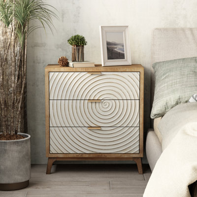 Brimar Modern Farmhouse 3 Drawers Accent Chest, Rustic Nightstand with 3 Drawers