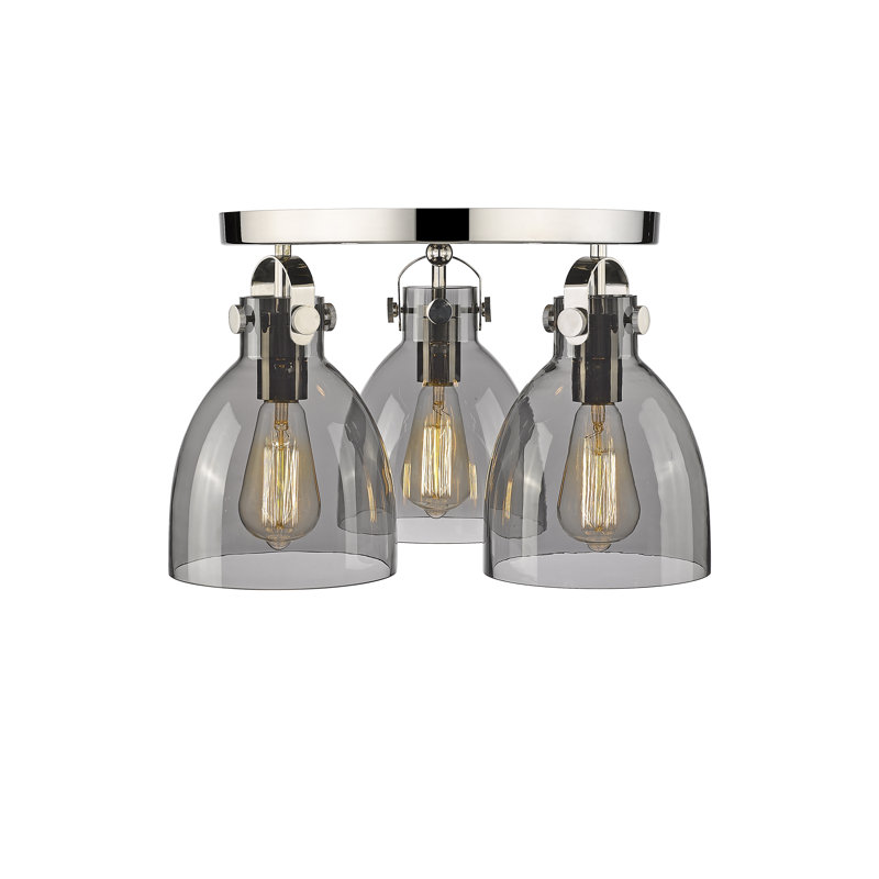 Smeltertown Glass Flush Mount, Plated Smoke, Polished Nickel