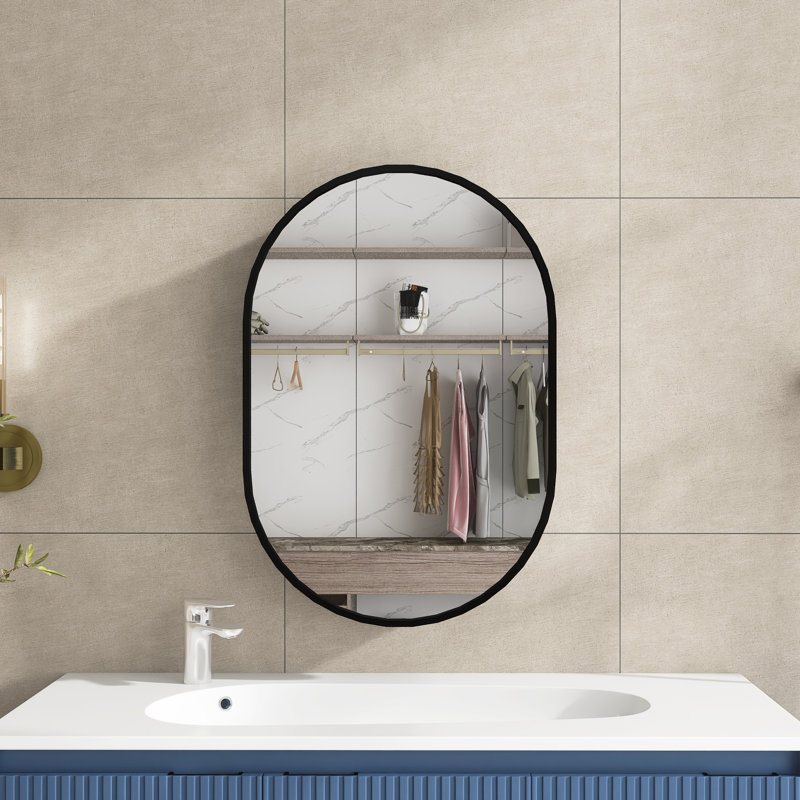 21 po X P 31 po Pharmacie ovale à cadre en H avec miroir et 3 tablettes