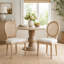 Chaise de salle à manger Mid-Century en bois massif avec dossier canne, beige (ensemble de 2)-578662285-578662286