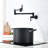 Black Wall Mount Pot Filler Faucet - Brass, Stretchable Double Joint Arms For Kitchen And Coffee Mount, Black, 360 Rotatable Swing-148485175