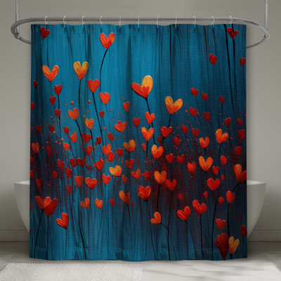 Rideau de douche Heart Flowers - Floral Contemporary Decor