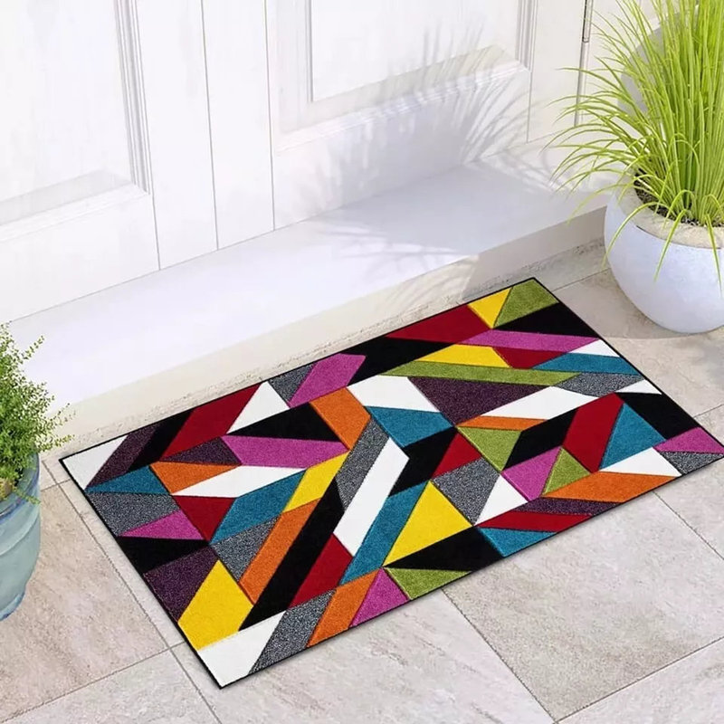 Polygon Geometric Polypropylene Rug – Non-Slip, Durable Floor Mat for Living Room, Rectangle 60 x 110cm