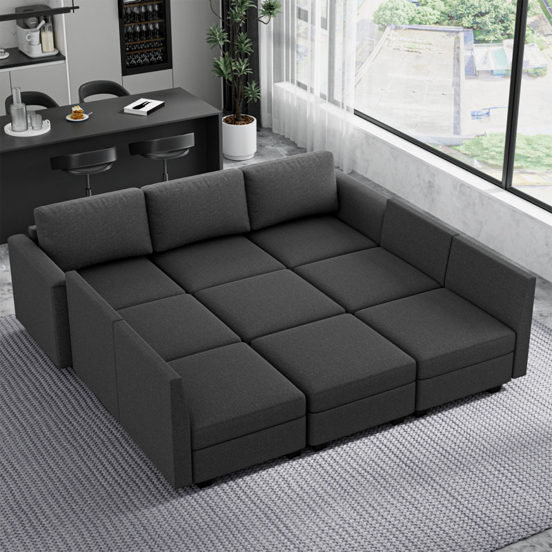 Canapé modulaire modulaire à 5 places avec 2 repose-pieds, canapé convertible en U avec rangement, canapé modulaire confortable pour chambre à coucher, salon, bureau, canapé modulaire en U moderne