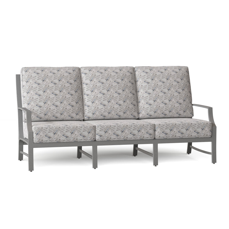 Canapé de patio avec coussins Seal Cove, Finition étain, Haie flanelle Sunbrella® flanelle