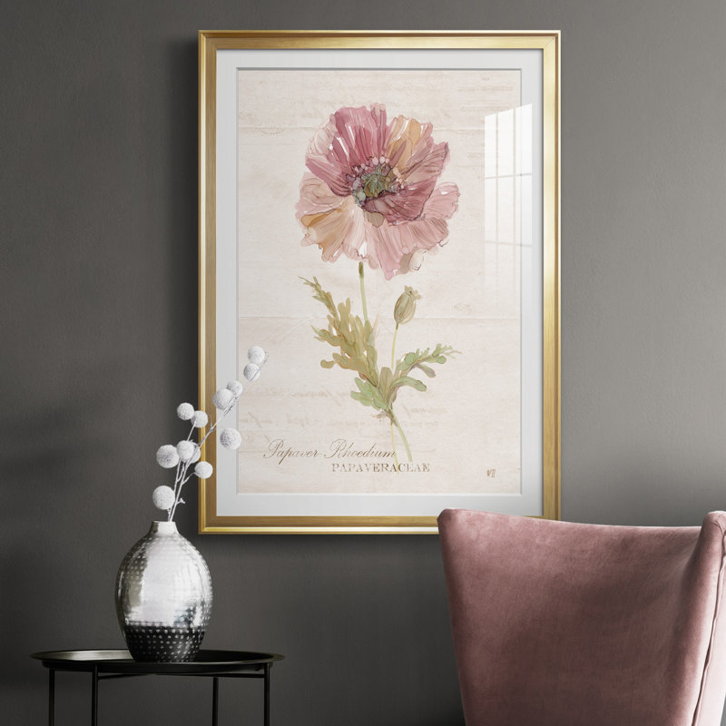 Soft Poppy - peinture sur toile encadrée, Or, H 36,5 po x l 26,5 po x P 1 po