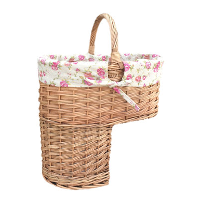 Wicker Stair Basket with Lining