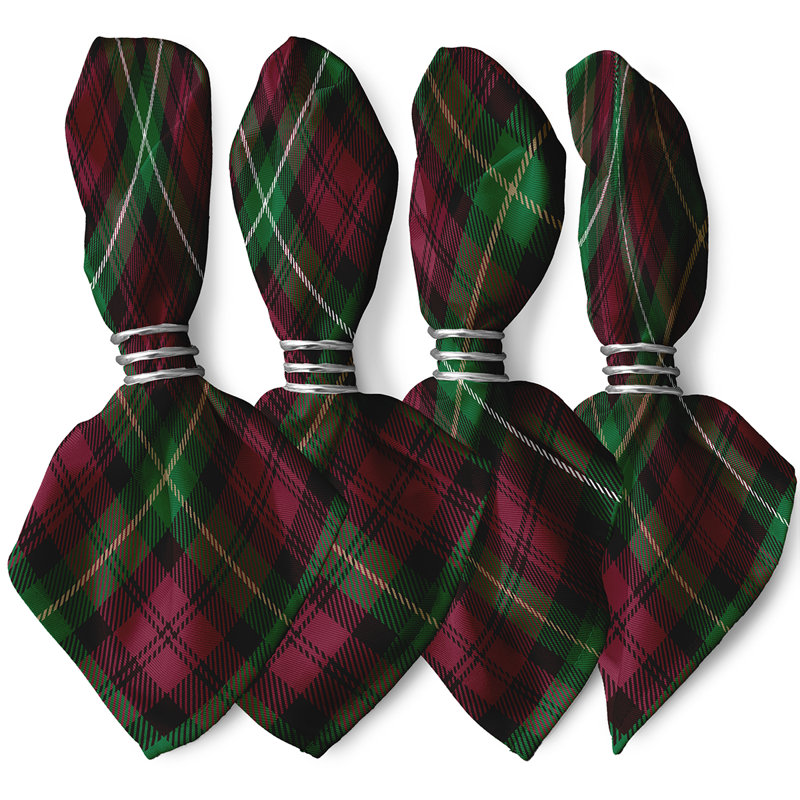 Kordell Polyester Plaid Square Napkin, Red