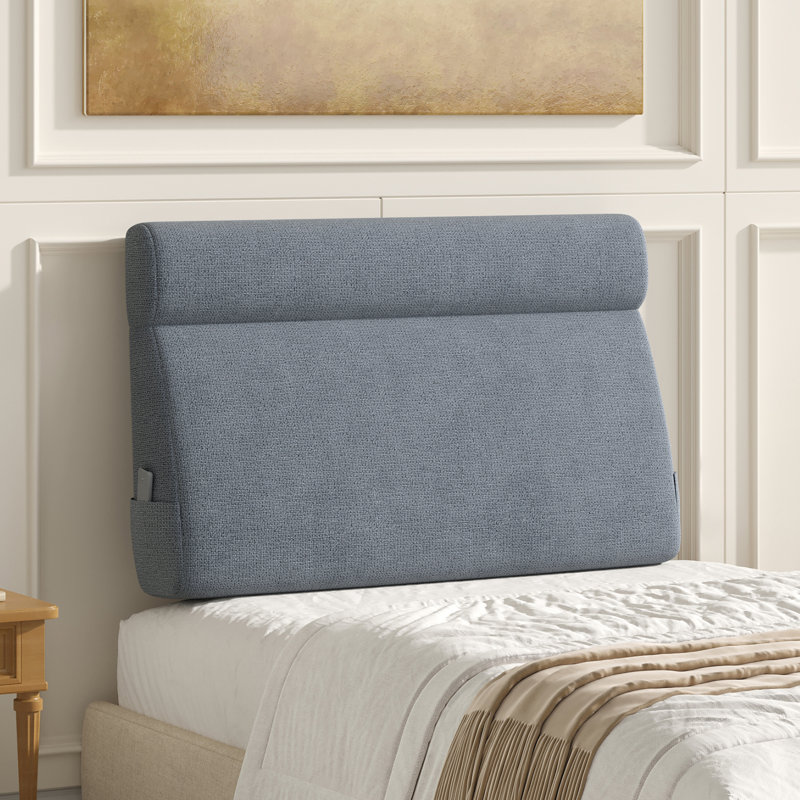 Coussin de tête de lit pour lit, coussin de lecture triangulaire avec support pour le dos, coussin de dossier en coin avec poche latérale