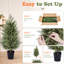 Ensemble d'arbres décoratifs artificiels, PE et plastique, 2 pièces, feuillage de tous les jours, deux tons vert / noir, 250 pointes de branches chacune et pot rond noir