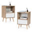 Table d'appoint de salon moderne avec tiroir et tablette, côté en bois tactile élégant de 2 tablettes de rangement pour la chambre de bureau