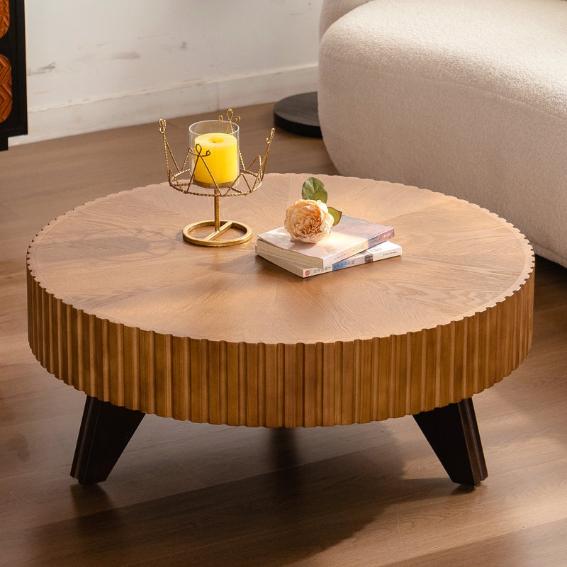 Table basse ronde 35,4 po, Naturel, Naturel