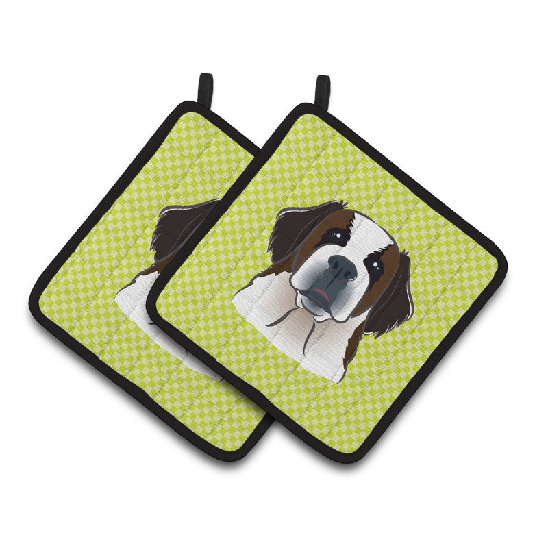 Caroline's Treasures Checkerboard Polyester Potholder, Lime Green