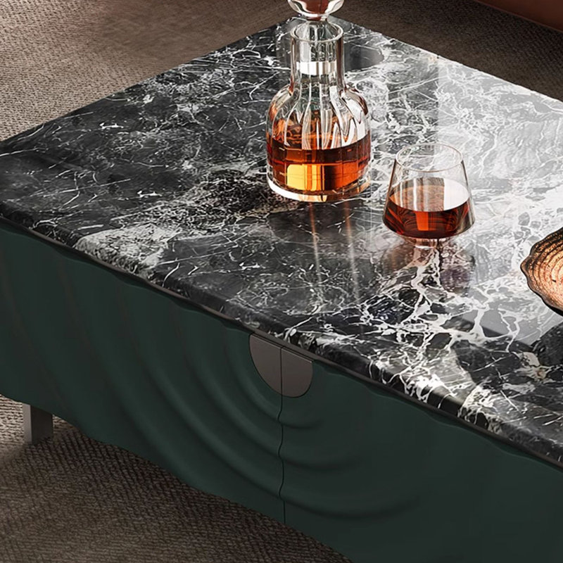Table basse simple en marbre clair de style luxueux, H 15,74 po x L 51,18 po x l 27,55 po 