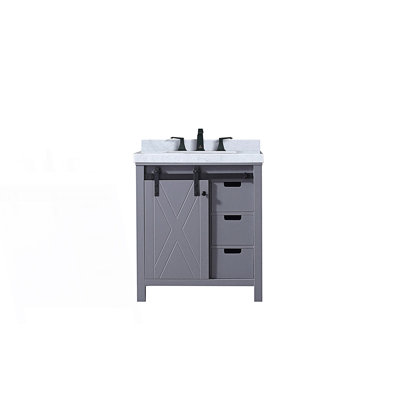 30 In. W X 22 In. D Bath Vanity With Carrara Marble Countertop And Faucet Set