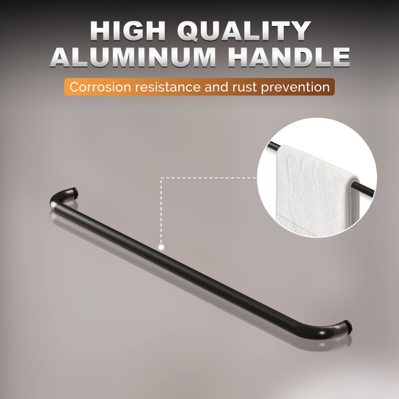 48" X 72" Double Sliding Doors with Double-handle towel rack and 1/4" Tempered Glass, Matte Black, Matte Black