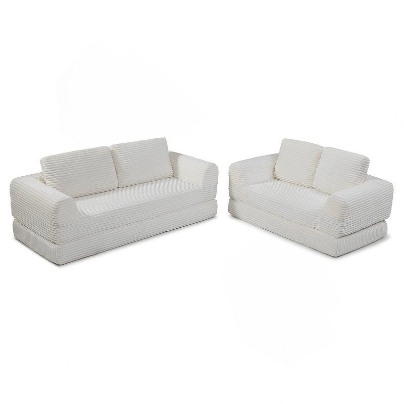 Canapé-lit convertible 2 en 1 avec mécanisme coulissant et conception modulaire pour les espaces de vie modernes., Beige