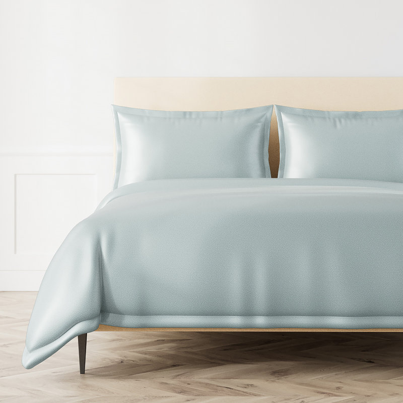 Labyrinth Microfiber 3 Piece Duvet Cover Set, Aqua, Queen Duvet Cover + 2 Standard Shams
