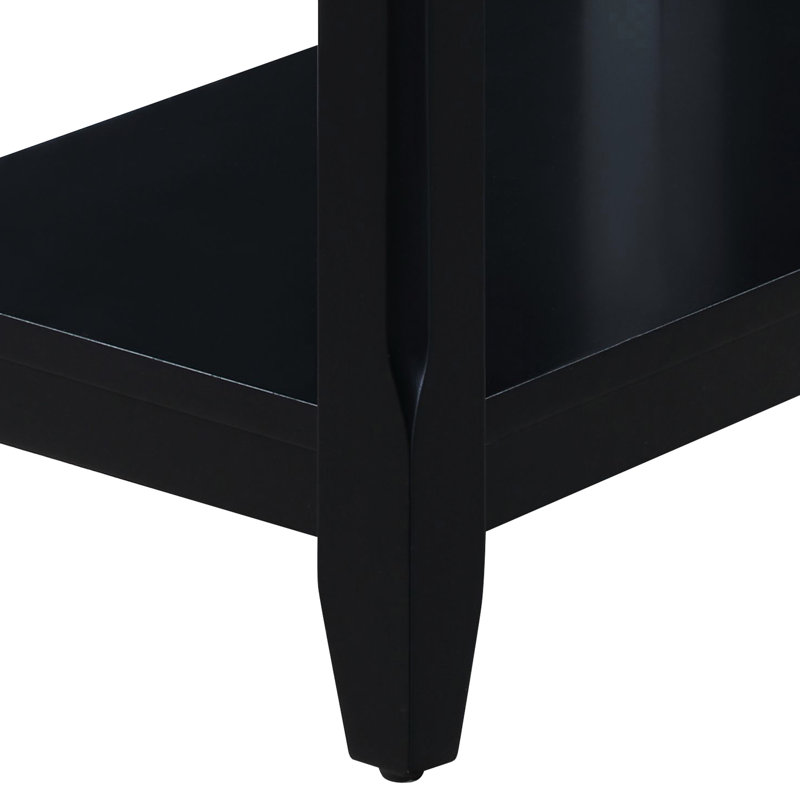 Table d'appoint noire avec rangement - Fabrication en bois pour petits espaces, Noir