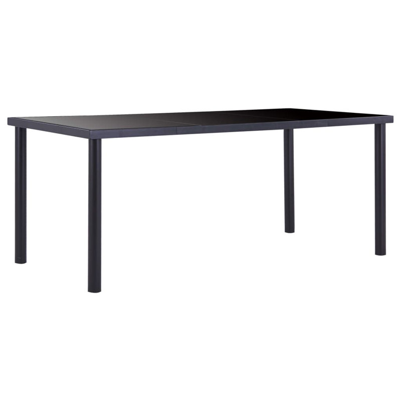 Searcy Glass Top Metal Base Dining Table, Black, 75cmH x 180cmL x 90cmW