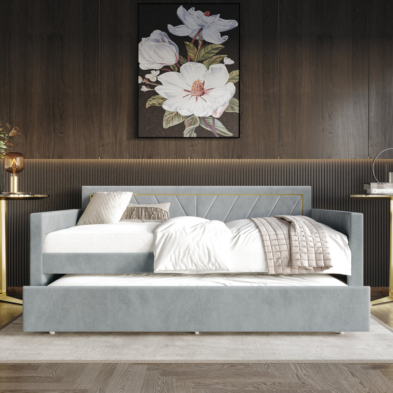 Lit de jour simple avec couchette Kyliejo, gris