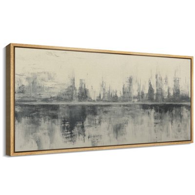 Minimalist Gray Abstract Skyline Reflection Landscape Wall Decor Extra Large Pictures Framed Canvas Print Wall Art