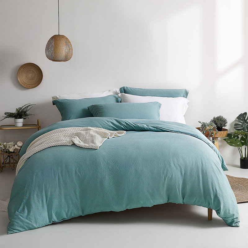 Super Soft Duvet Cover - 100% Washed Microfiber Comforter Cover Set 3 Pieces with Zipper Closure & Corner Ties, Light Denim