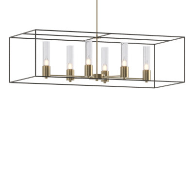Luminaire suspendu linéaire à 6 lumières pour îlot de cuisine Portico