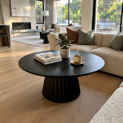Table basse de 40 po en bois massif avec piédestal et table basse moderne