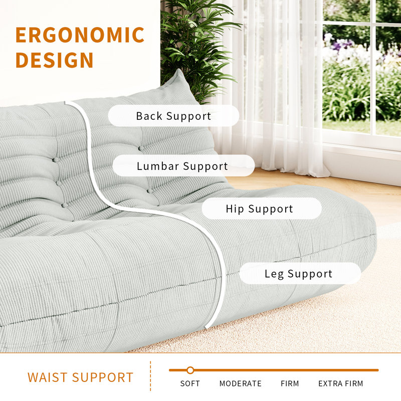 Boneless Bean Bag Chair Sofa Comfy Lazy Sofa Fireside Chair Soft Memory Foam Lounger for Bedroom Living Room Apartment or Gaming Venue