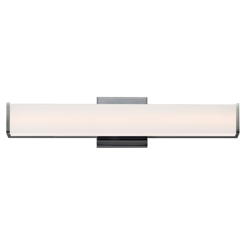 Satin Nickel Dimmable LED Vanity Light with White Glass Shade