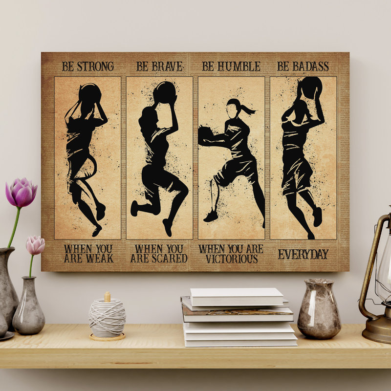 Basketball - Be Badass Everyday Gallery, toile tendue - décor de motif sportif, beige et noir, H 16 po x l 20 po x P 2 po