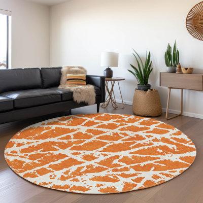 Premium Machine Washable Cerrito AMF501 Orange Rug
