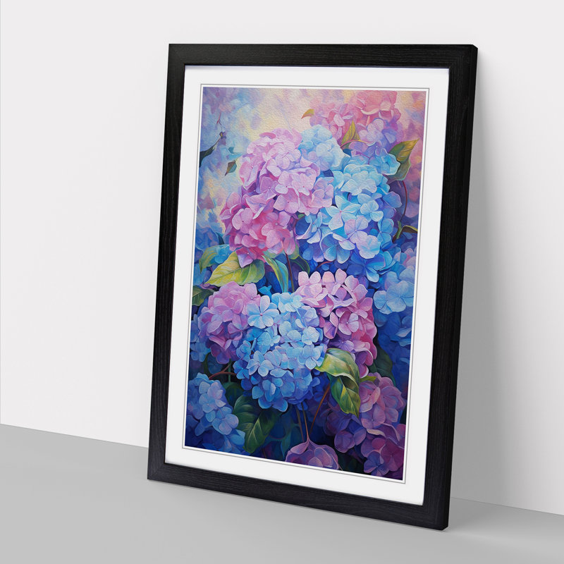 Hydrangea Impressionism - Framed Print, Black Framed, 64cm H x 46cm W x 2cm D