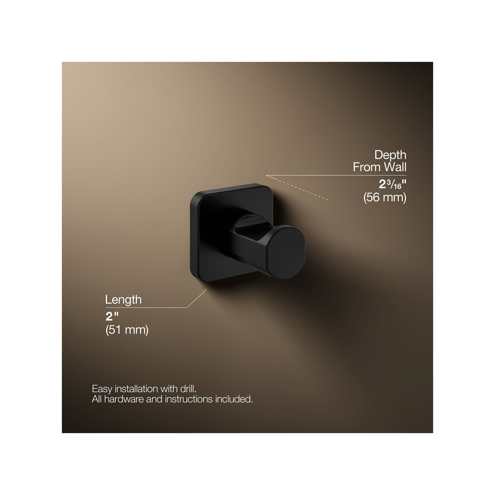 Parallel Robe Hook, Matte Black