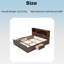 Lit plateforme très grand à structure en bois avec tête de lit multi-rangement, USB et tiroirs-953824626