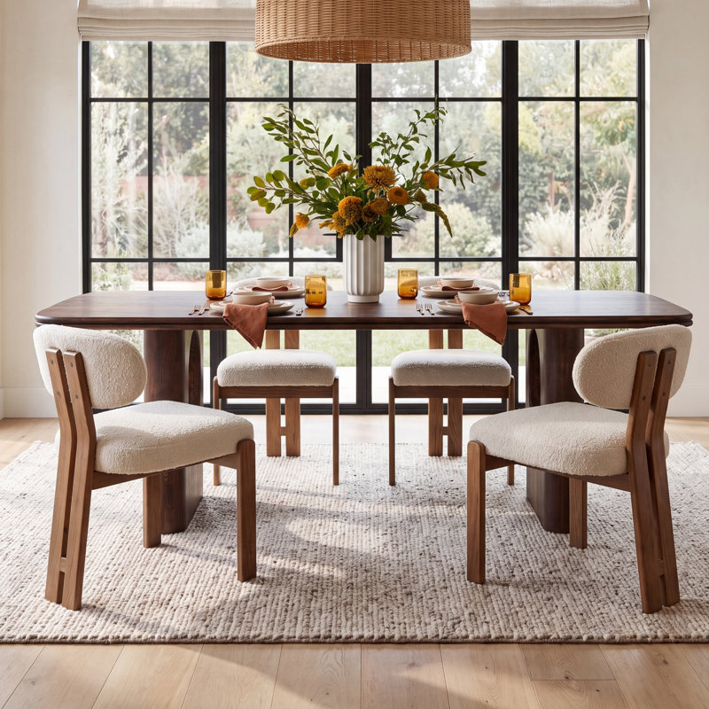 Campbell Layered 86" Dining Table, Mud Brown