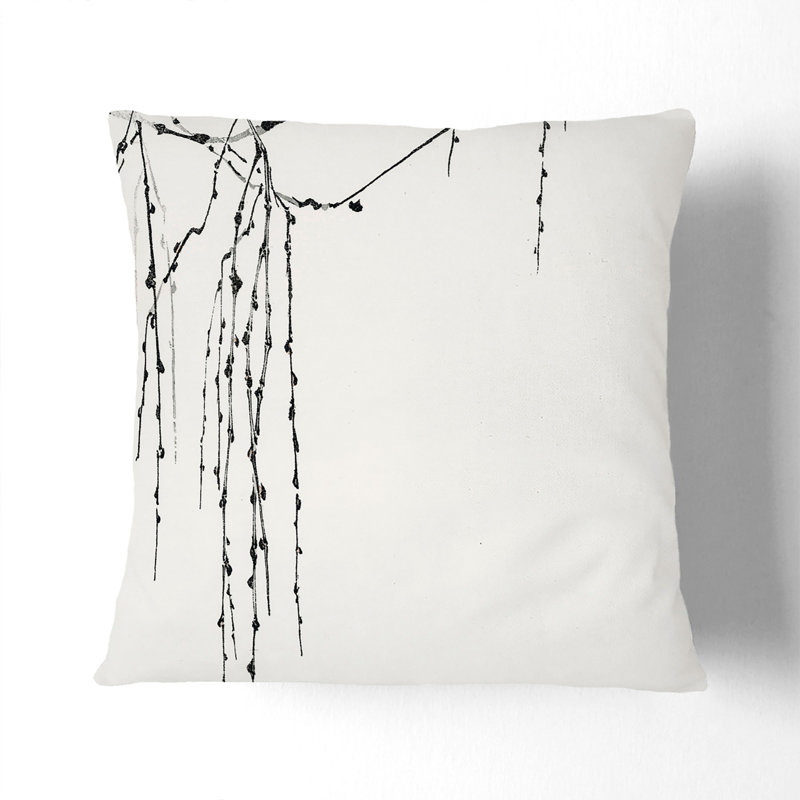 Drooping Tree Branches Square Throw Cushion, Stone, 55cm H x 55cm W x 20cm D