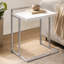 Table à collation rectangulaire blanche ultra brillante avec pieds en métal
