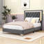 Velvet Upholstered Platform Bed with LED Lighting and Tufted Headboard-1321034601-1320898219