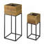 Ensemble de 2 boîtes en bois récupéré avec support en fer noir, L 11 x 11 x 29,5 po: 8,5 x 8,5 x 21,5