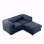 Élégant canapé 2 places en chenille bleue avec siège de rangement repose-pieds, dossier cylindrique et accoudoirs, causeuse moderne en tissu avec espace de rangement caché