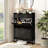16 Pair Shoe Storage Cabinet with 2 Flip Drawers & 2 Storage Drawers Arched Fluted Design-1103647609