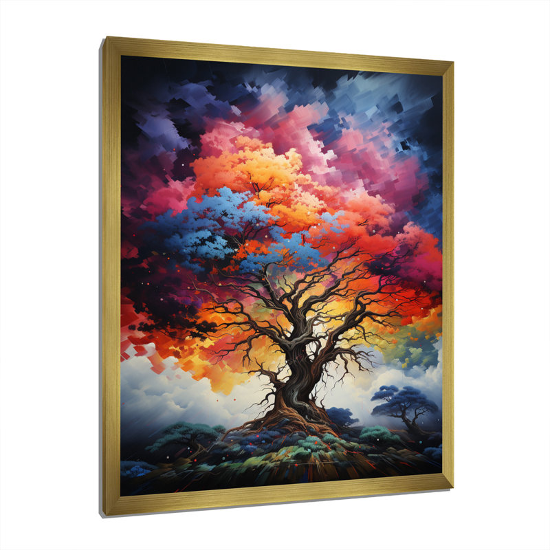 «Blue Red Oak Tree Oak Symphony III», reproduction sur toile florale et botanique, H 32 po x l 24 po x P 1 po
