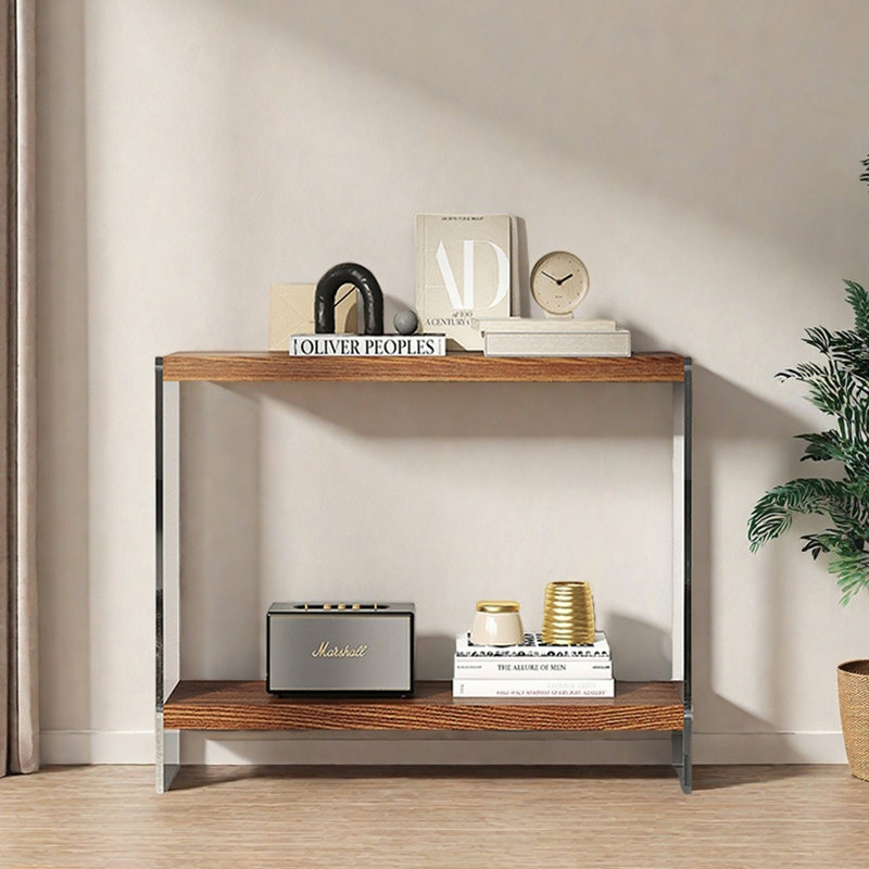 Console de style scandinave en bois massif, 31.5" H x 31.5" W x 11.8" D, Walnut