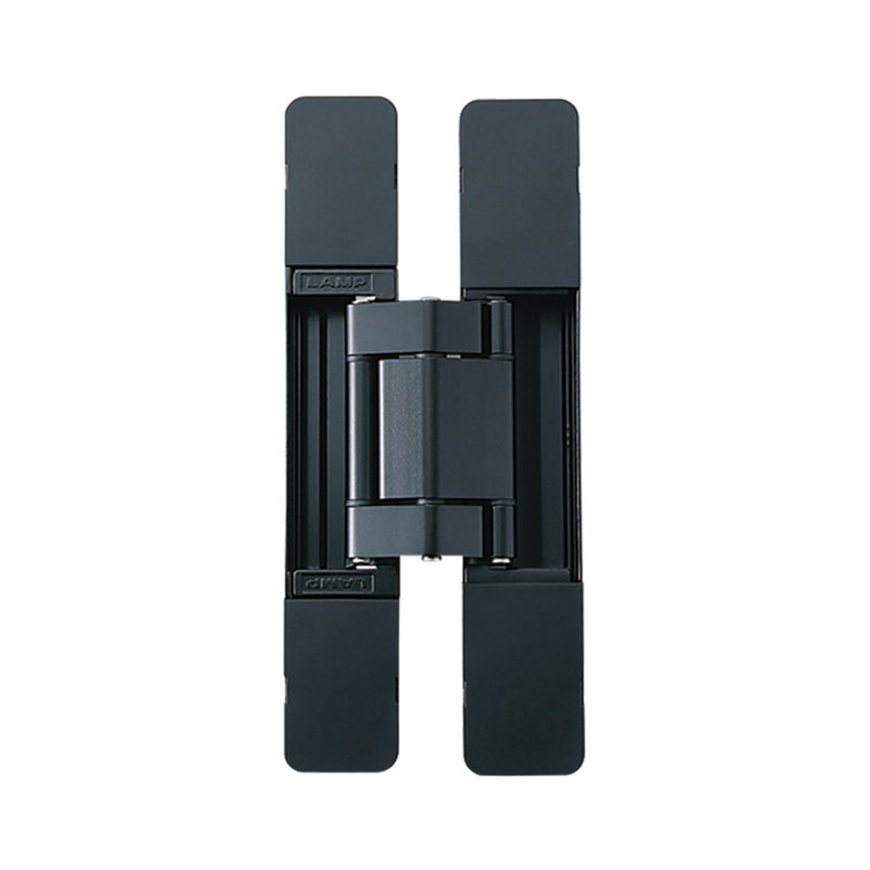 Charnière de porte dissimulée réglable à 3 voies Sugatsune, finition noir mat, Noir mat