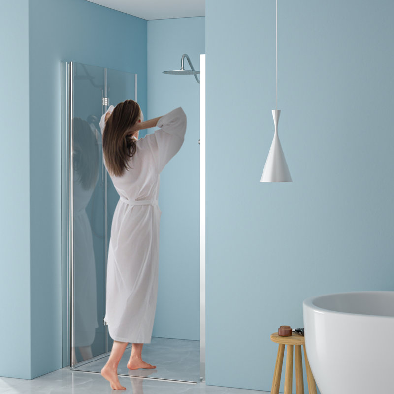 Porte de douche pliante l 30 po x H 72 po - entrée en verre trempé, espace, espace réglable pour accéder à la salle de bain