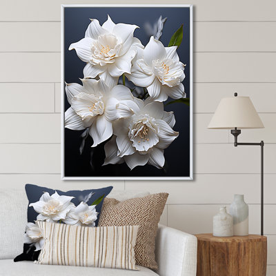 Jonquilles blanches sur toile