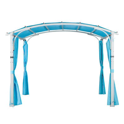 Pergola arquée d'extérieur 11 'x 10' avec auvent et rideaux - Structure en acier de qualité supérieure pour la cour / terrasse / porche, protection UV + intimité et ventilation